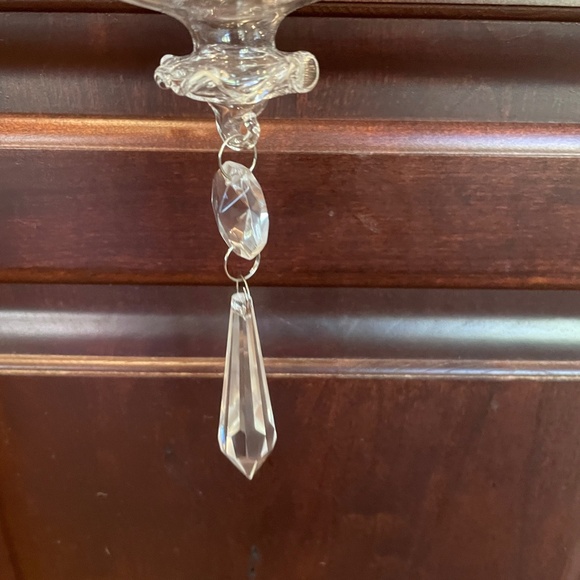 Hand Blown Etched Clear Glass Christmas Ornaments, Set of 3 - Picture 6 of 14